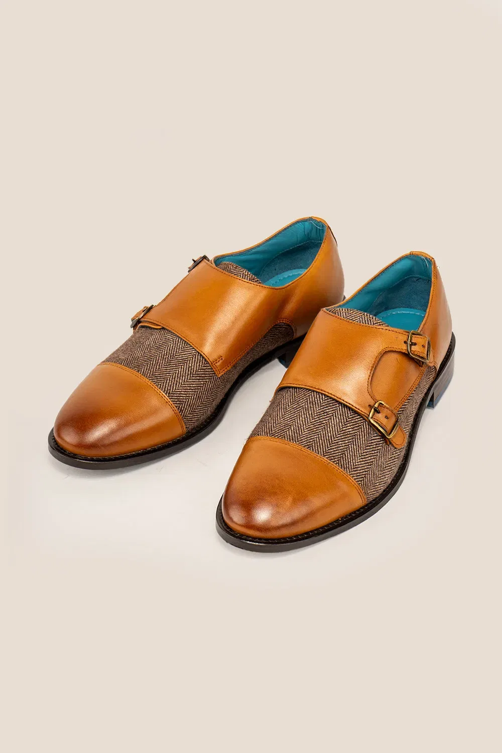 Туфли Monk Strap из кожи и твида Oswin Hyde, бежевый — фото 4