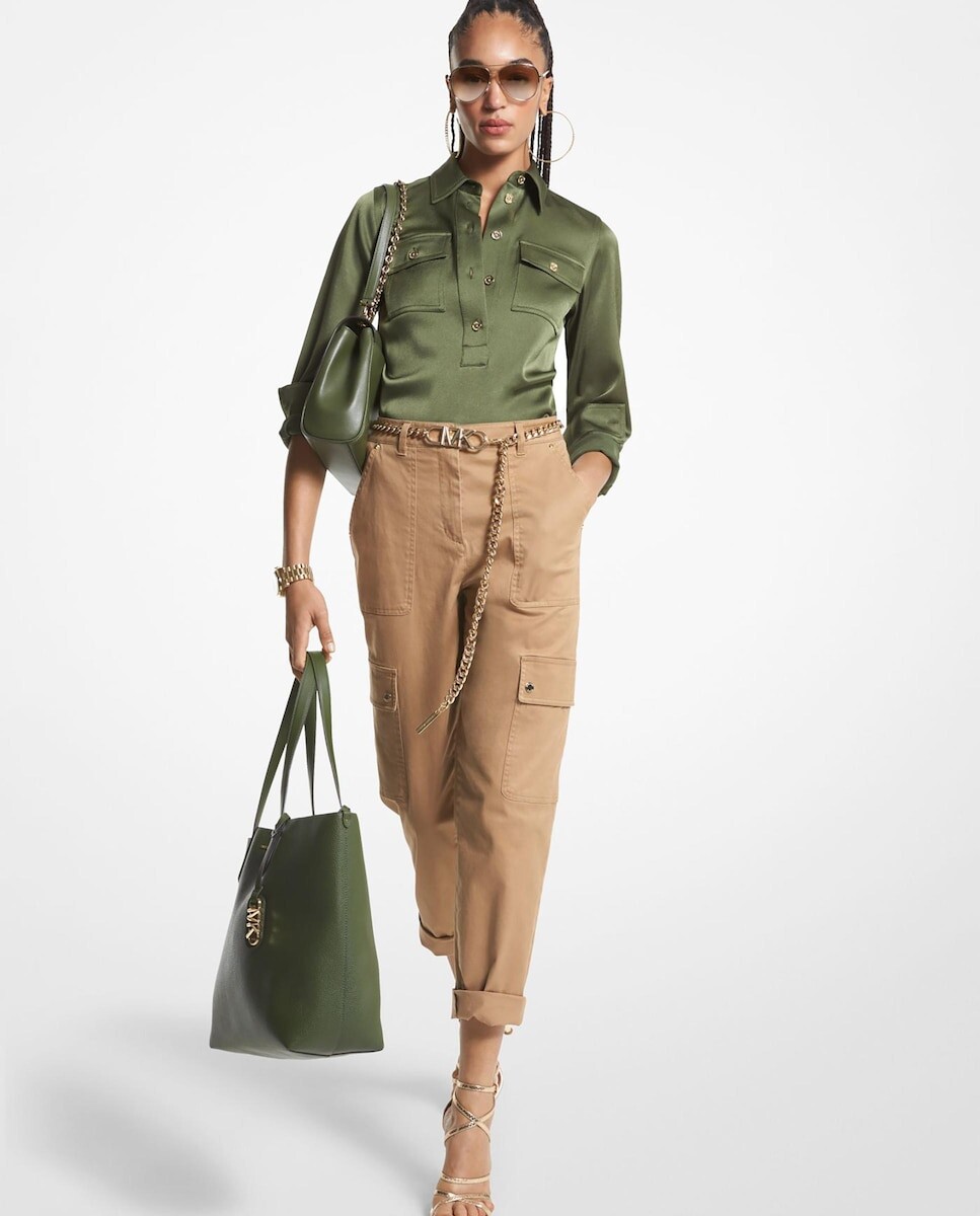 

Атласная женская рубашка с длинным рукавом Michael Michael Kors, зеленый