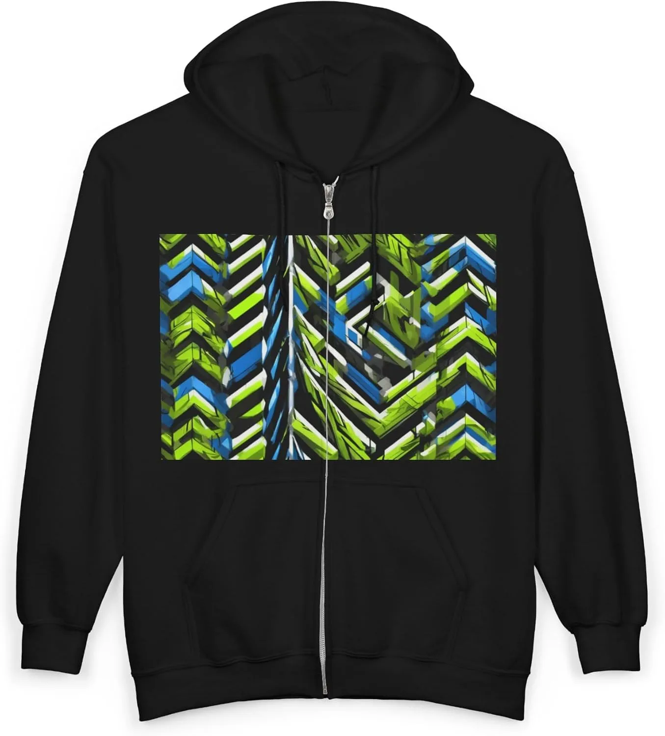 Unisex Heavy Blend Full-Zip Hooded Sweatshirt с паттерном Chevron Isometric 0195 — фото 3