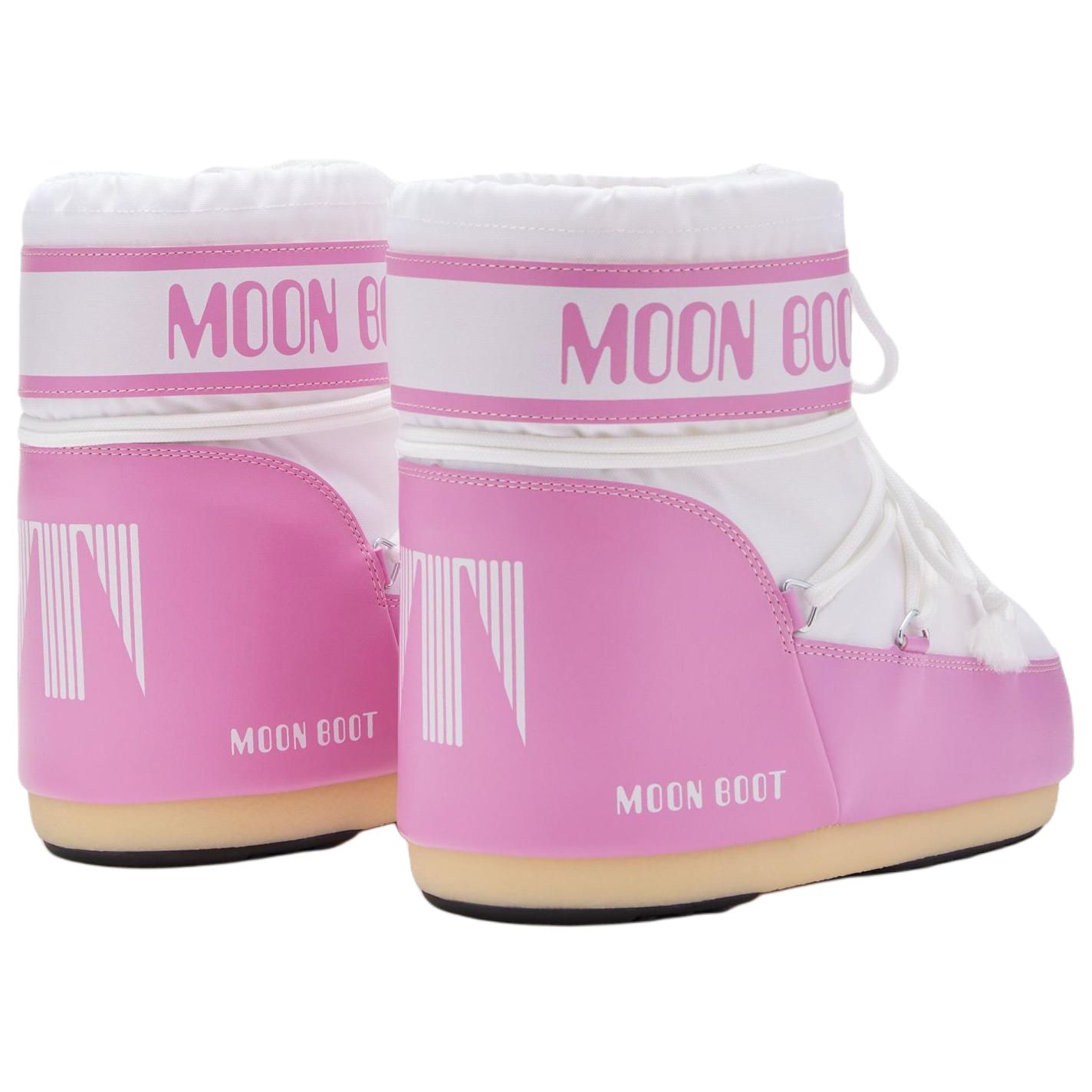 Зимние сапоги женские Moon Boot Icon из нейлона низкие, белый/розовый — фото 4
