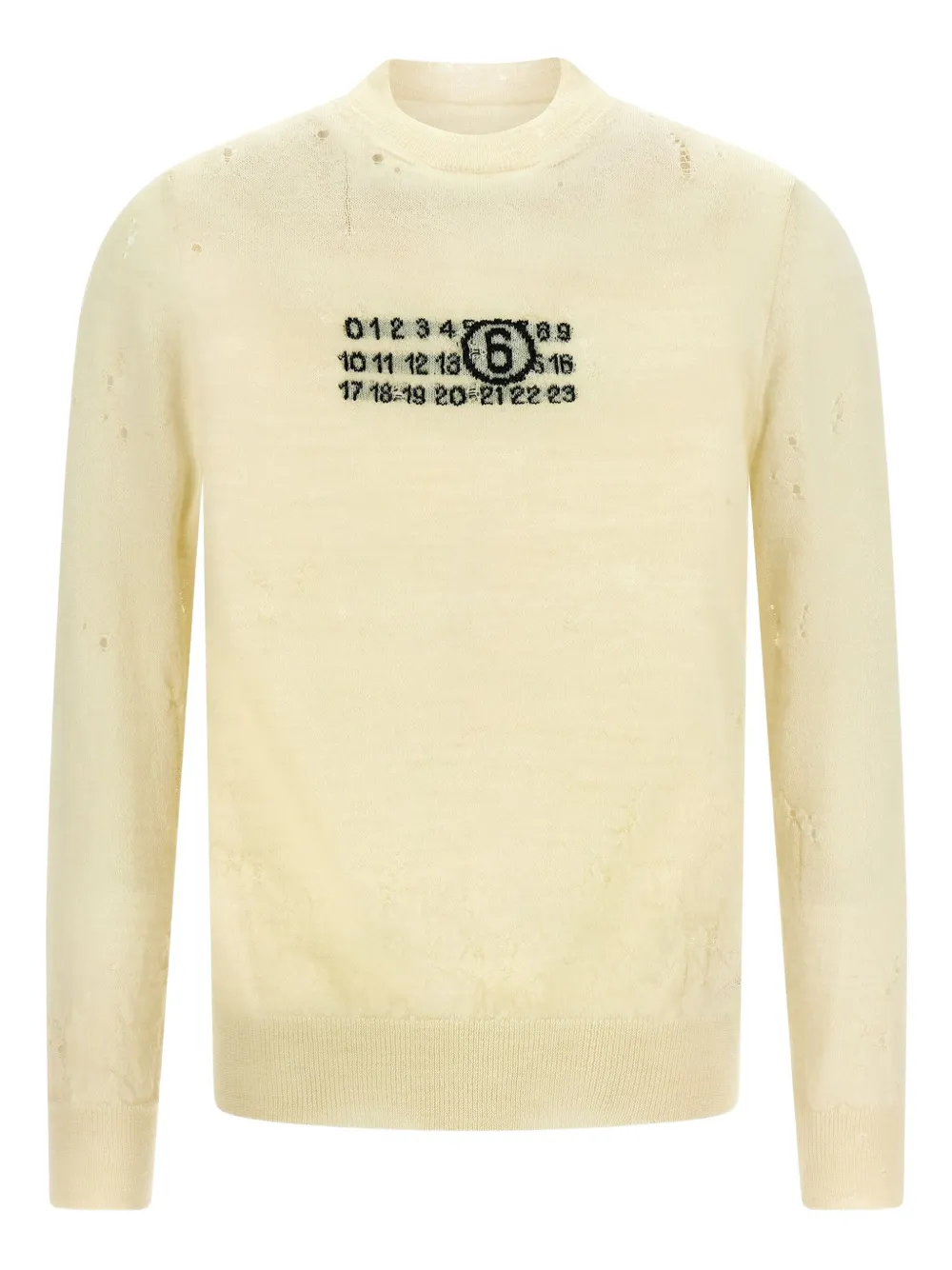 

Шерстяной свитер с жаккардовыми деталями и потертостями MM6 Maison Margiela