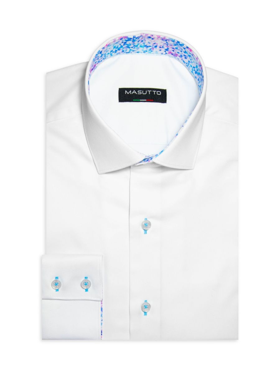 

Рубашка классического кроя с однотонным узором Masutto, белый