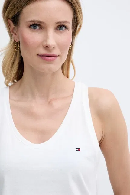 Топ без рукавов хлопковый Tommy Hilfiger, бежевый — фото 4
