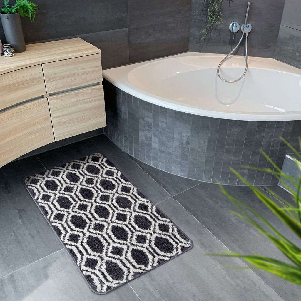 

Коврик для ванной коврик для ванной противоскользящий Casablanca черный 72 x 120 см Floordirekt, темно-серый