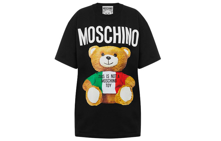 

Футболка женская черная с рукавом реглан MOSCHINO
