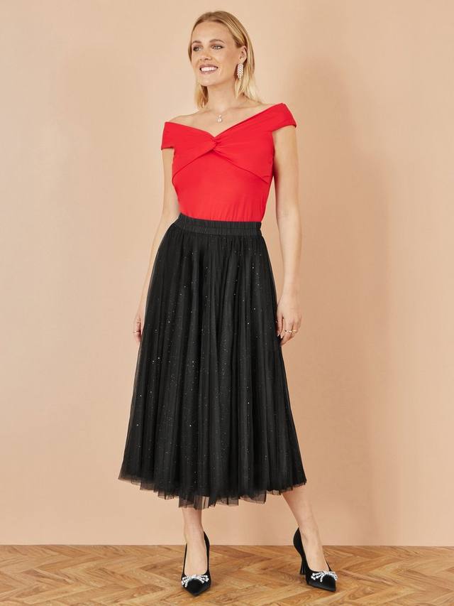 

Блестящая сетчатая юбка-колокол из тюля Yumi