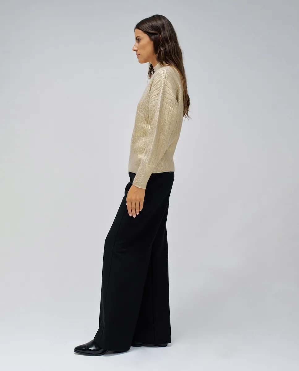 

Женский блестящий трикотажный свитер с высоким воротом Salsa Jeans, бежевый