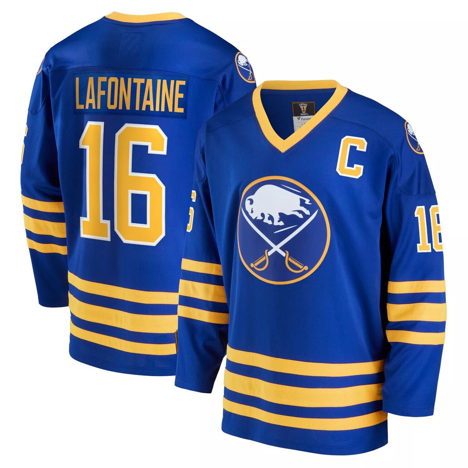 

Мужская футболка Fanatics с логотипом Pat LaFontaine Royal Buffalo Sabers, отколовшаяся отставная футболка игрока пенсионера