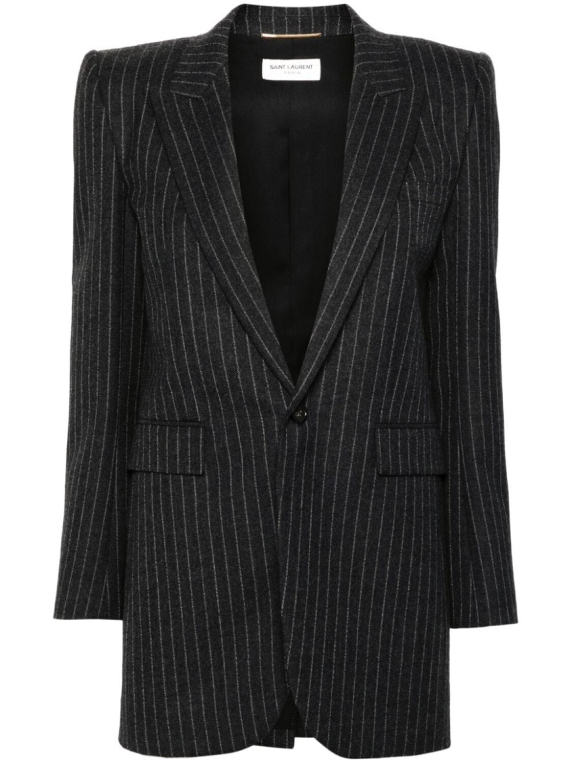 

Saint Laurent полосатый фланелевый блейзер, серый