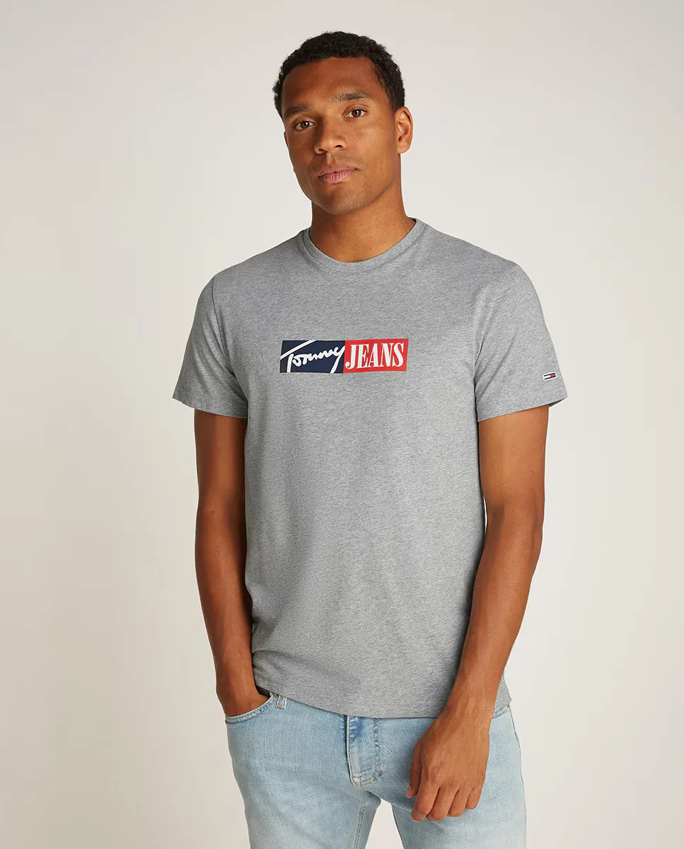 

Мужская футболка приталенного кроя с короткими рукавами Tommy Jeans, серый