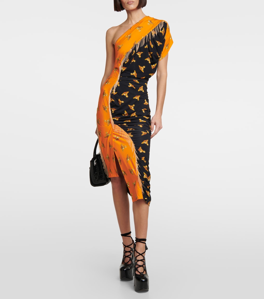 Платье миди на одно плечо с принтом Vivienne Westwood, Black Orange — фото 2