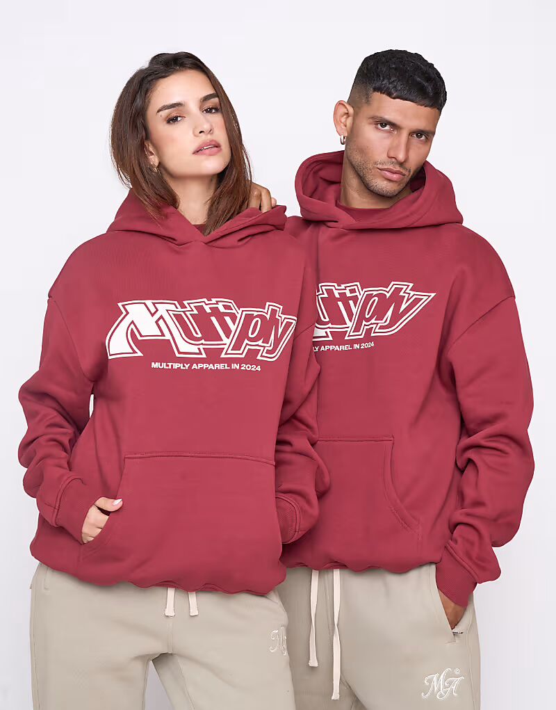 

Multiply Apparel - Rank - Толстовка большого размера в цвете Ruby Red Wine