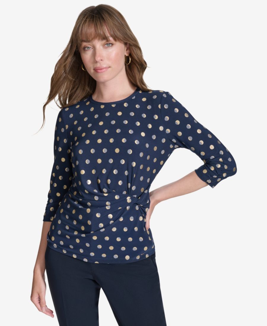 

Женская футболка Moondance с круглым вырезом и принтом в горошек Tommy Hilfiger, Midnight Multi
