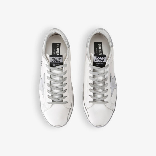 Низкие кожаные кроссовки с логотипом Super-Star Golden Goose, серебряный — фото 2