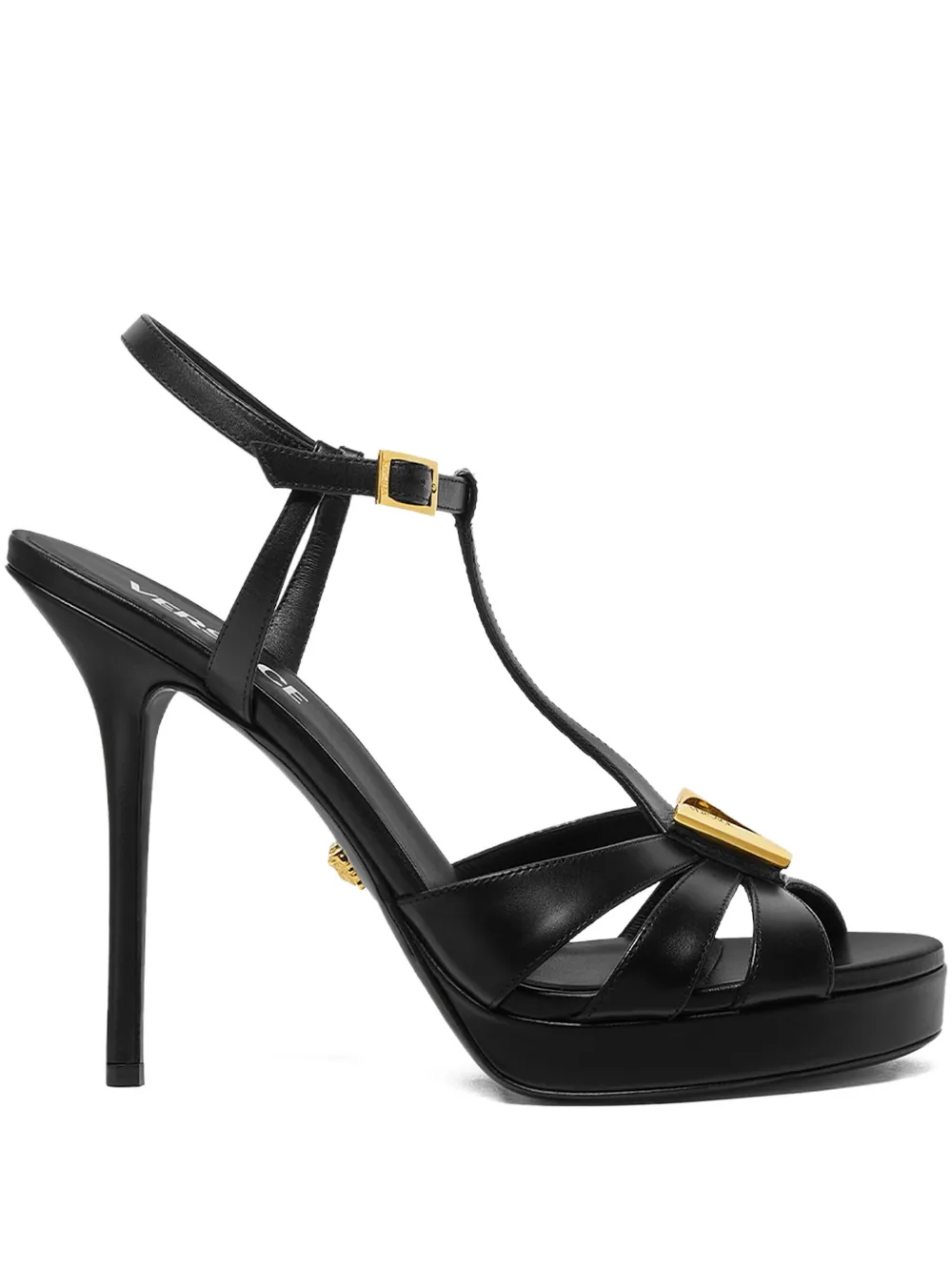 Сандалии на платформе 120 мм VERSACE, черный
