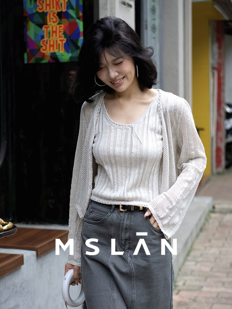 

Кардиган MSlan с полыми подтяжками, бежевый