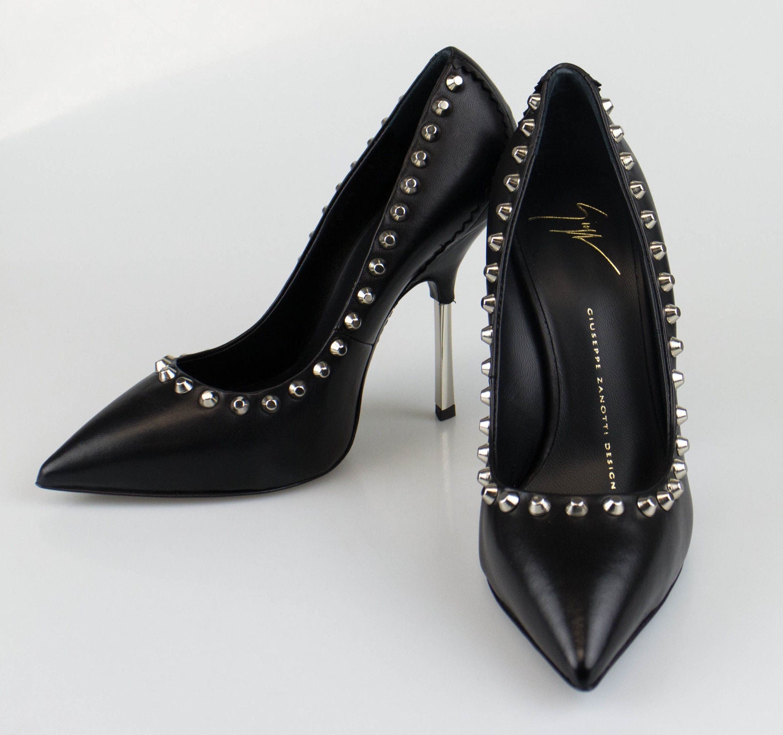 Yvette Varenne кожаные туфли на шпильке с шипами 8 US 38 EU Giuseppe Zanotti, черный — фото 4