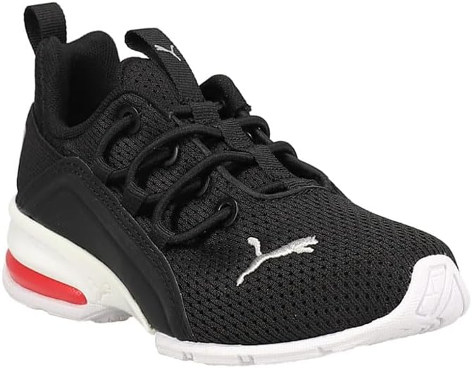 Кроссовки Puma Unisex-Child Axelion, белый/черный с ярко-красными элементами — фото 3