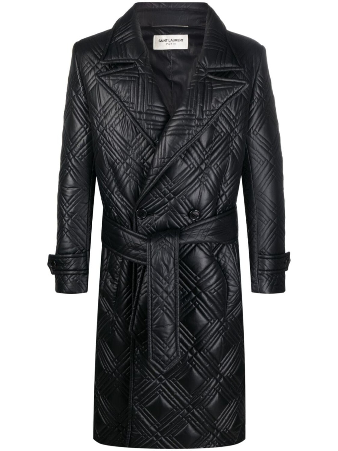 

Стеганое пальто миди Saint Laurent, черный