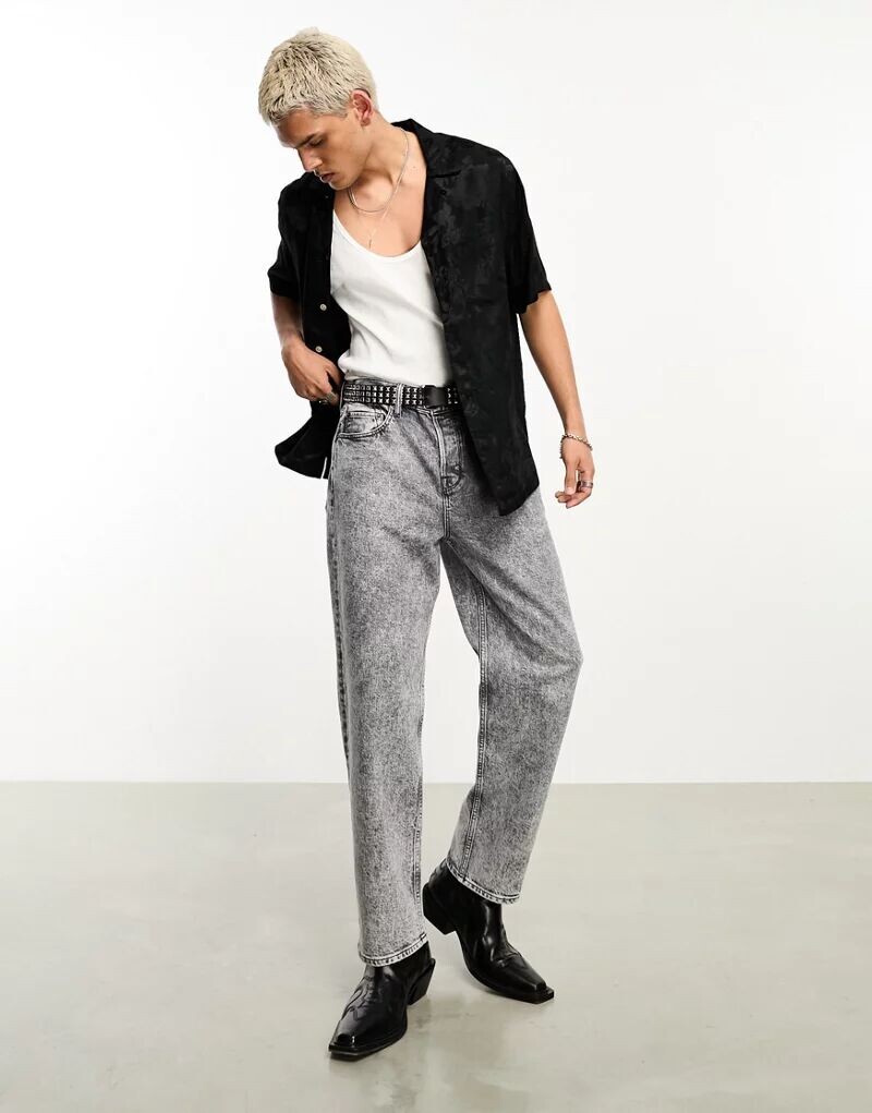 

Эксклюзивные джинсы прямого кроя AllSaints x ASOS Reeves кислотно-серого цвета