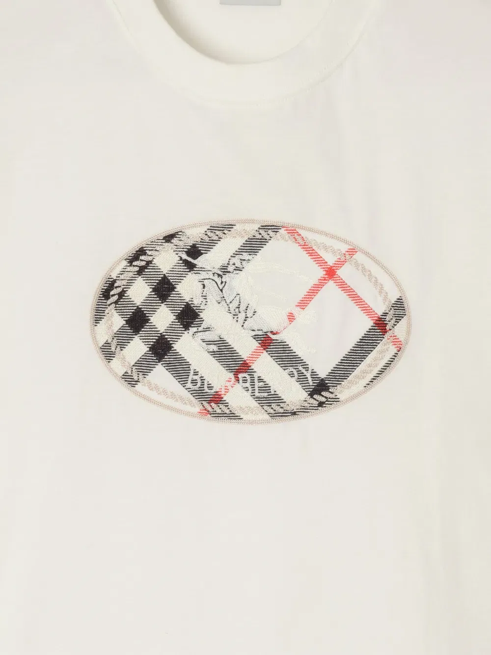 Футболка Burberry Хлопковая с клетчатым рисунком и принтом Knight, Белый — фото 4