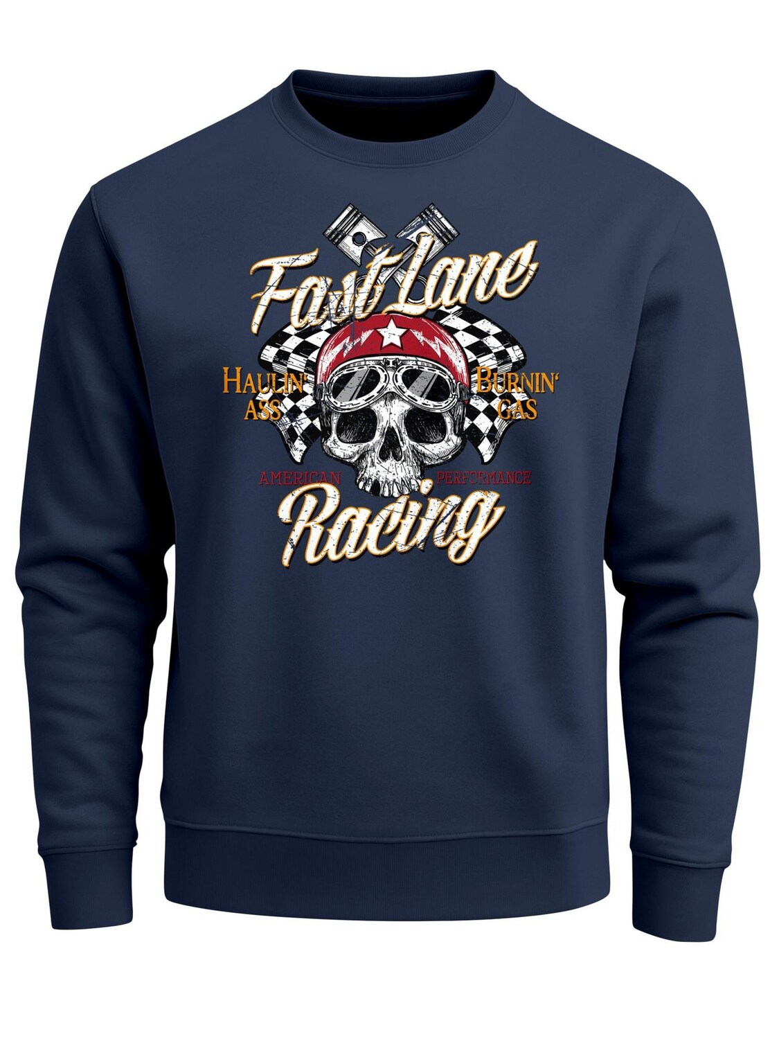 

Neverless Свитшот 'Racing Skull' в цвете Navy
