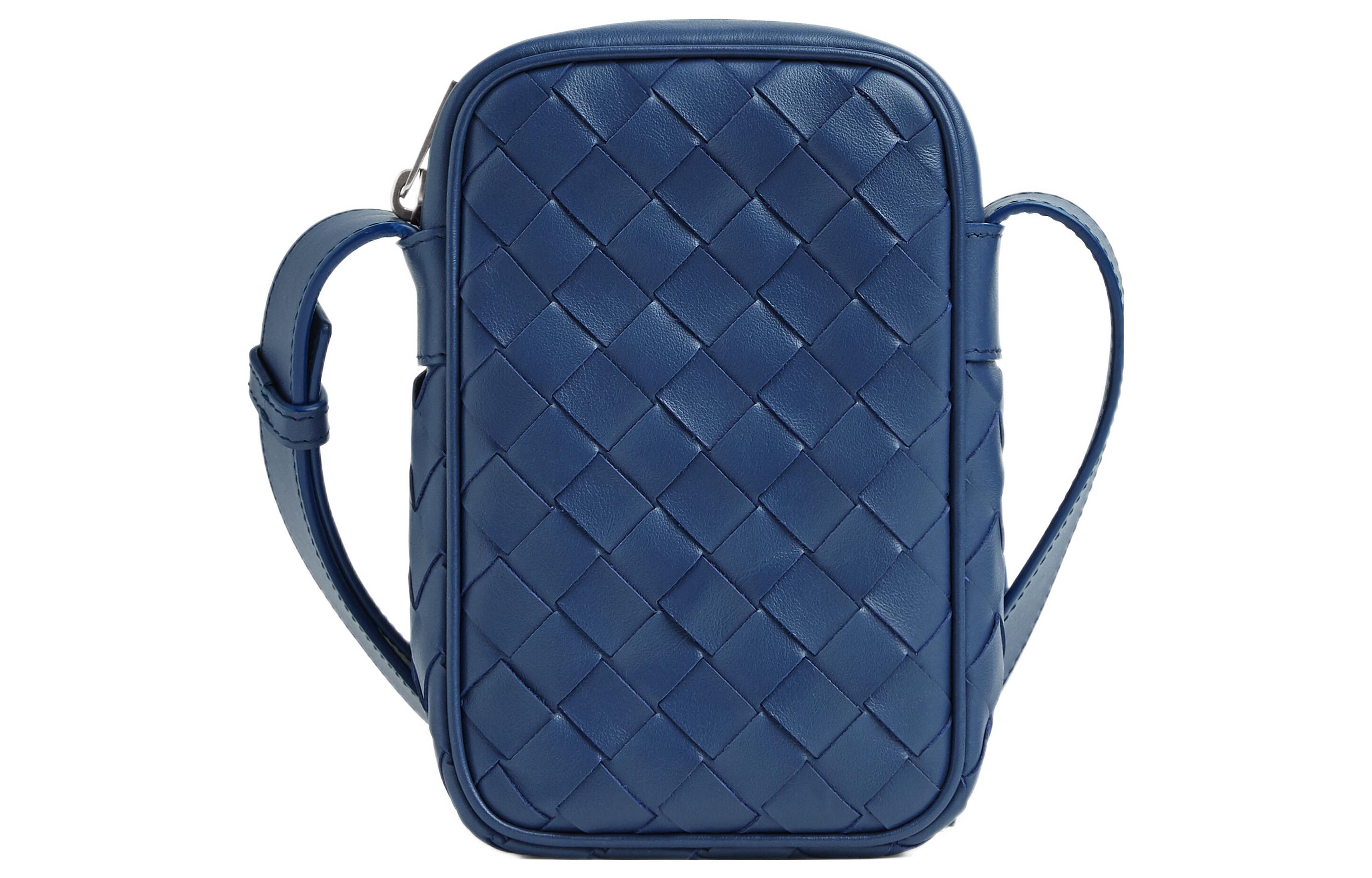 

Сумка через плечо из телячьей кожи, мужская, темно-синяя Bottega Veneta