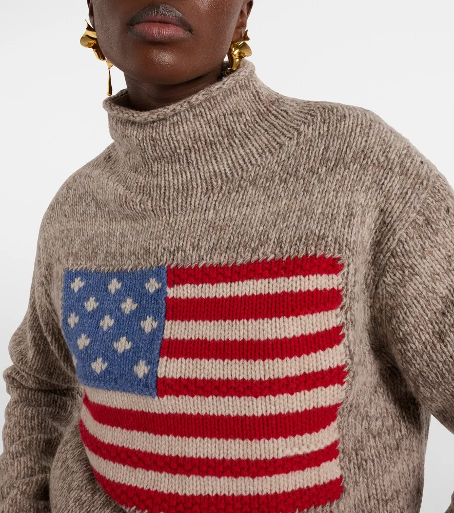 Свитер из шерстяной смеси Polo Ralph Lauren, бежевый — фото 4