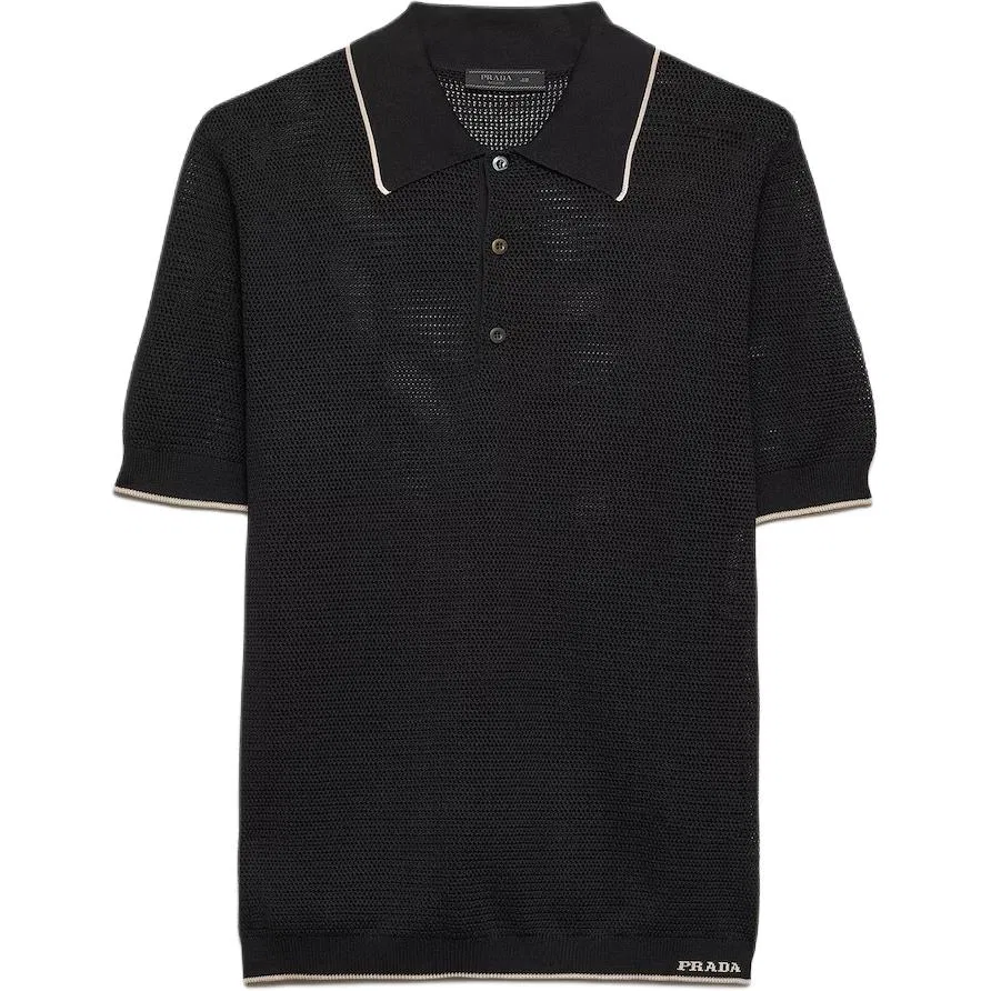 Вязаный джемпер мужской black polo collar moderate other PRADA