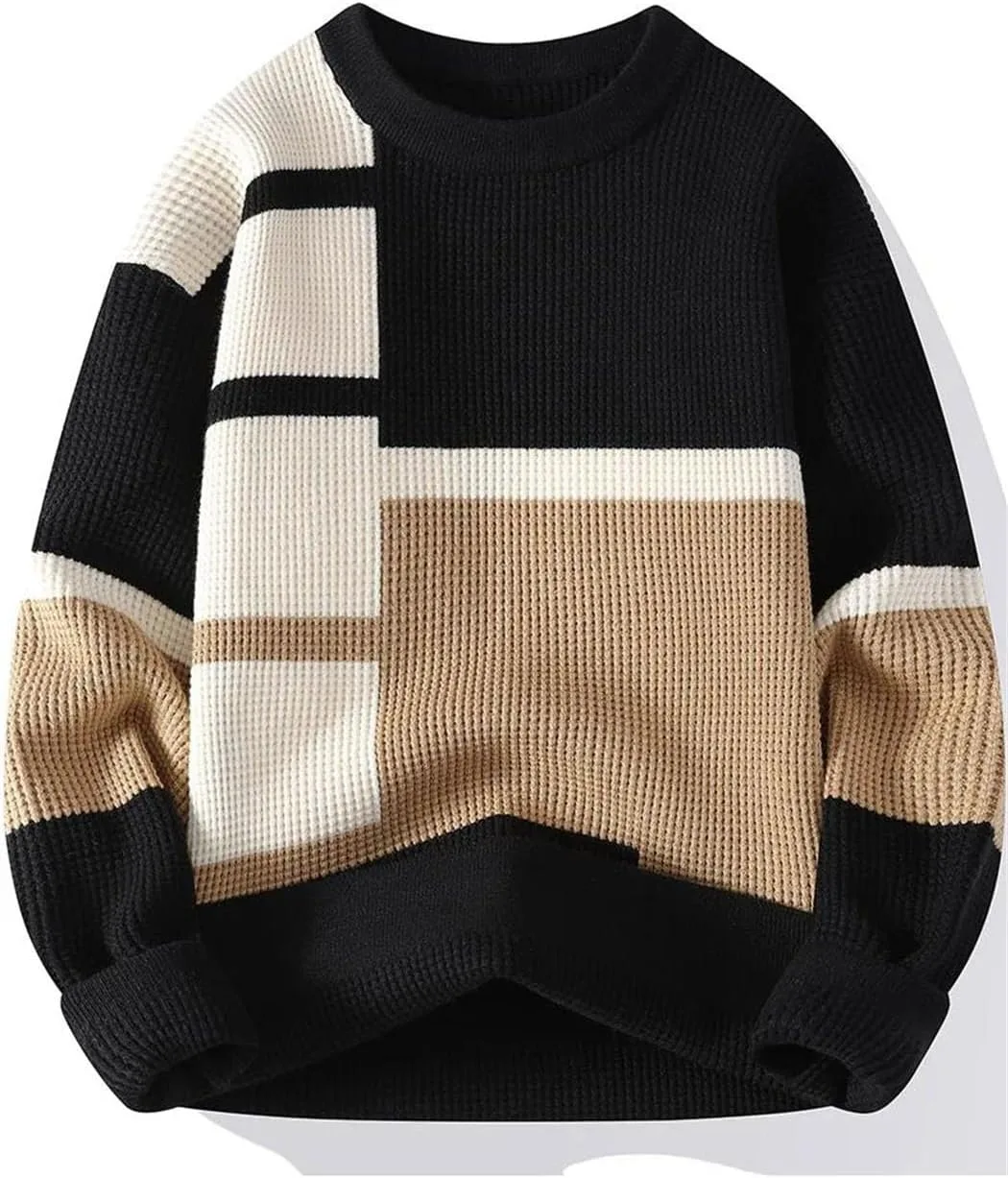 Мужской свитер Casual Comfortable Warm — модный пуловер с круглым вырезом — фото 3