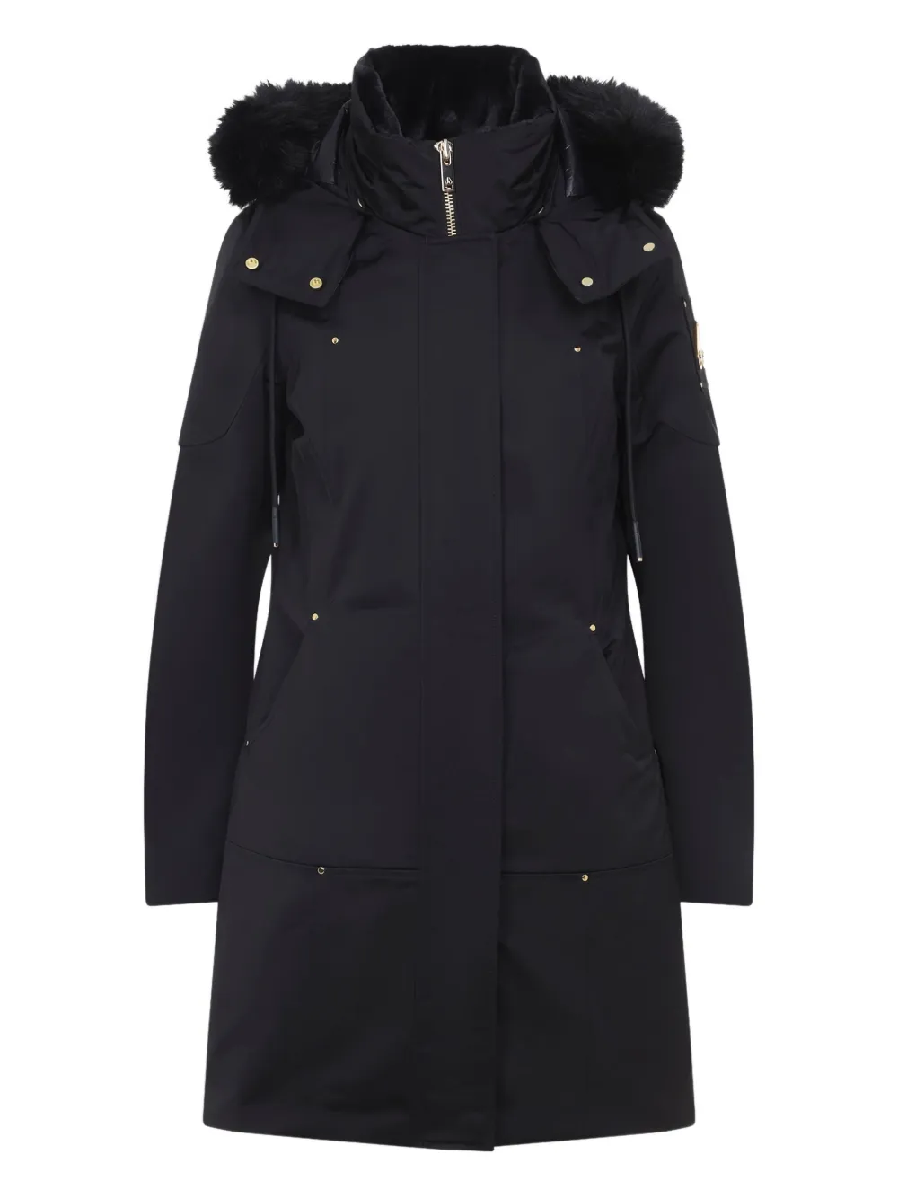 

Пальто с капюшоном и меховой отделкой Moose Knuckles, черный