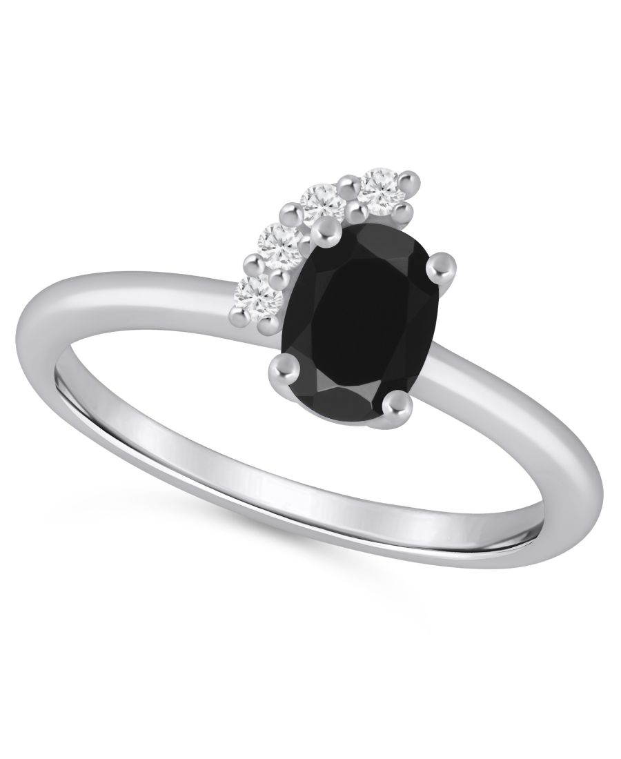 

Кольцо с аметистом (3/4 карата) и белым бриллиантом (1/20 карата) из белого золота 10 карат Macy's, Onyx/White Gold