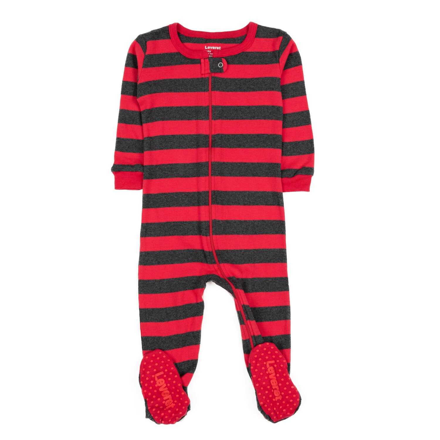 

Детские хлопковые пижамы в полоску для девочек Leveret, цвет Red & Gray