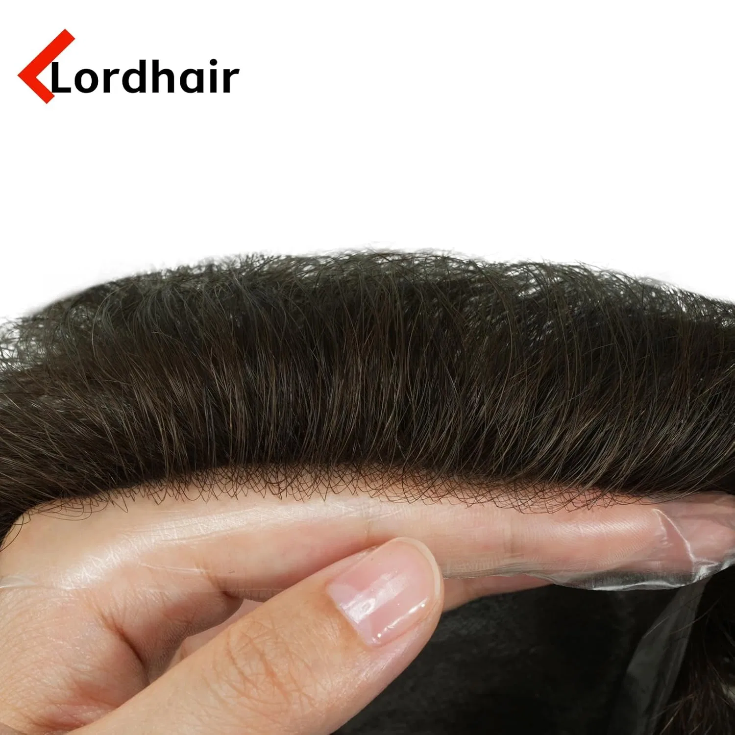 Мужской парик Lordhair из натуральных волос, 0.08 мм, 8 x 10 дюймов Lordhair, Dark Brown 2# — фото 4