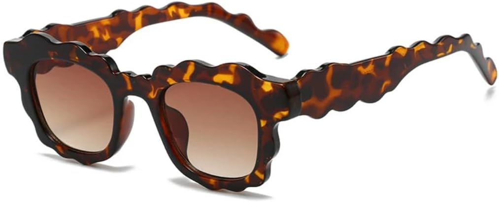 

Солнцезащитные очки для мужчин и женщин - защита UV400 - маленькая оправа, линзы с градиентным покрытием из геля для занятий спортом на открытом воздухе и вождения DSVIGF, Leopard Tea Gradient