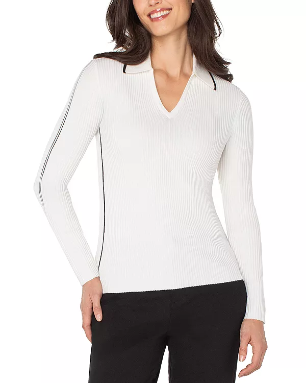 

Свитер с V-образным вырезом и воротником Liverpool Los Angeles, белый