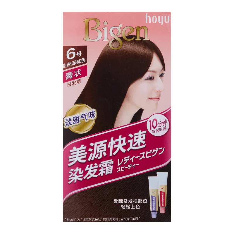 HOYU Крем-краска для волос Mei Yuan Quick для женщин, маскирующая седину, 40 г+40 г, Quick Hair Dyeing Cream Size 6 (Natural Dark Brown)