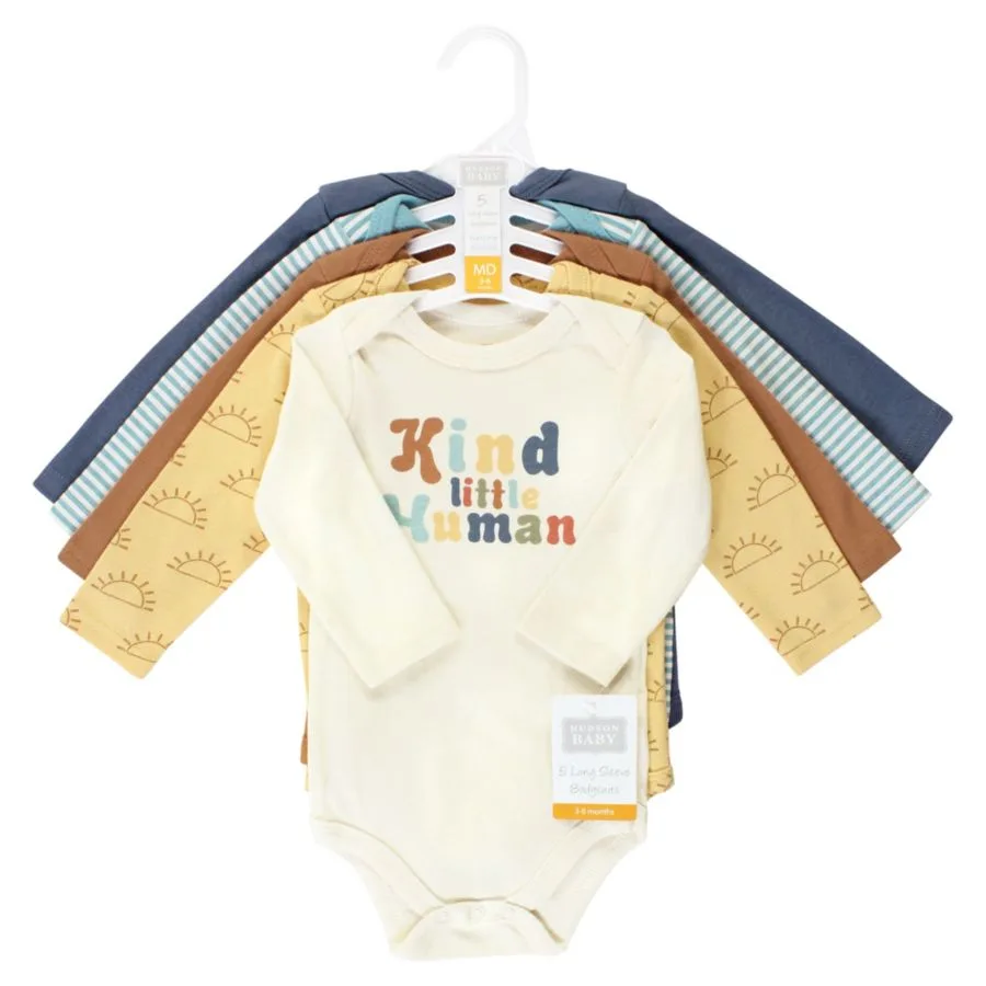 Мягкие хлопковые боди с длинными рукавами, комплект из 5 штук Hudson Baby, Kind Human 5 Pack — фото 2