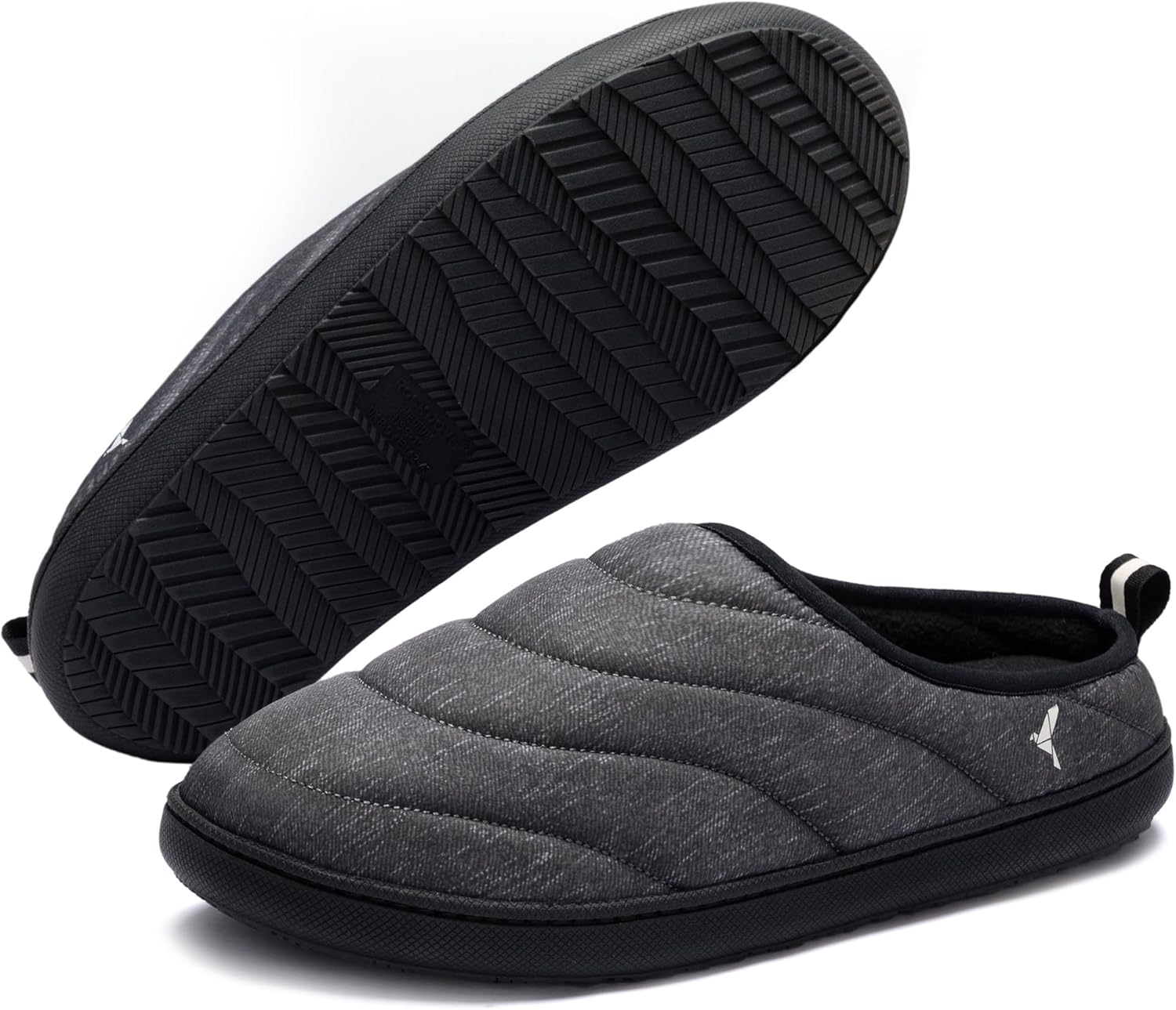 

Мужские стеганые тапочки RockDove Trail-Therm с мемори-пеной для кемпинга и использования дома и на улице с противоскользящей резиновой подошвой, темно-серый