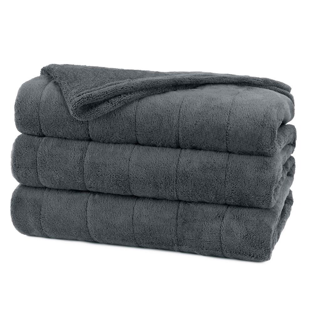 

Бархатное одеяло с электрическим подогревом King Slate Grey Sunbeam, серый