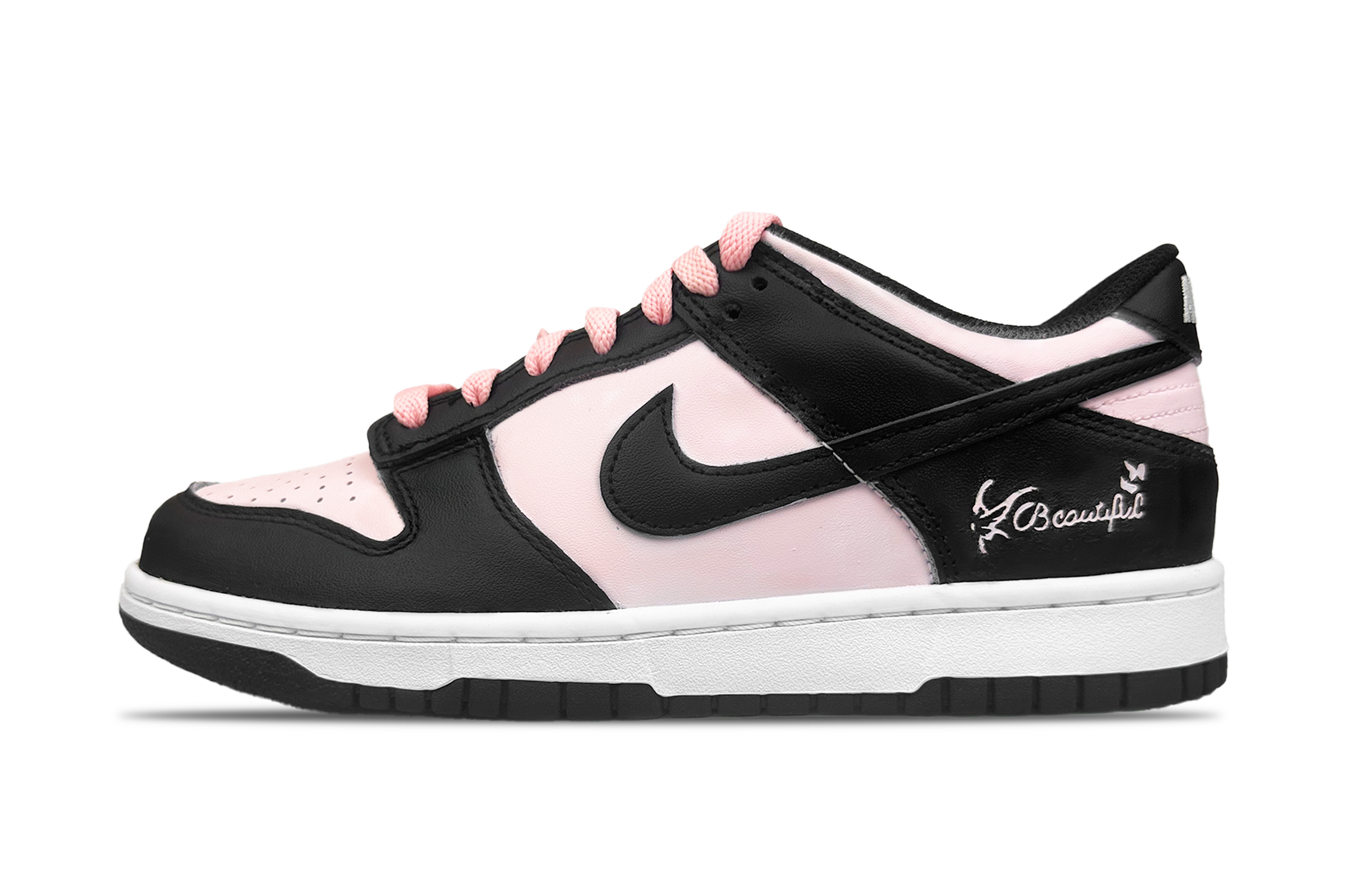 Nike Непромокаемые легкие нескользящие кроссовки low top для подростков, черные и розовые — фото 2