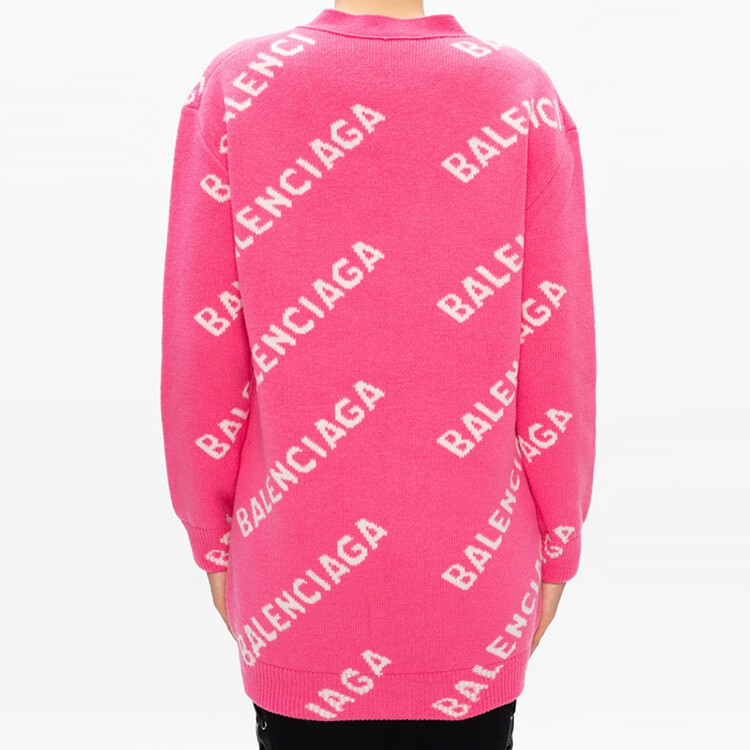 Кардиган женский Balenciaga с логотипом по всей поверхности, розовый — фото 3