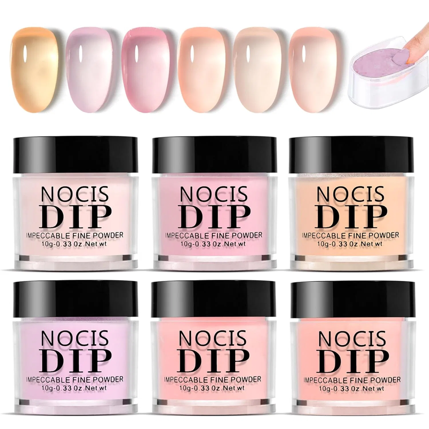 Набор пудры для ногтей Dipping Powder, 6 полупрозрачных оттенков Odoukey