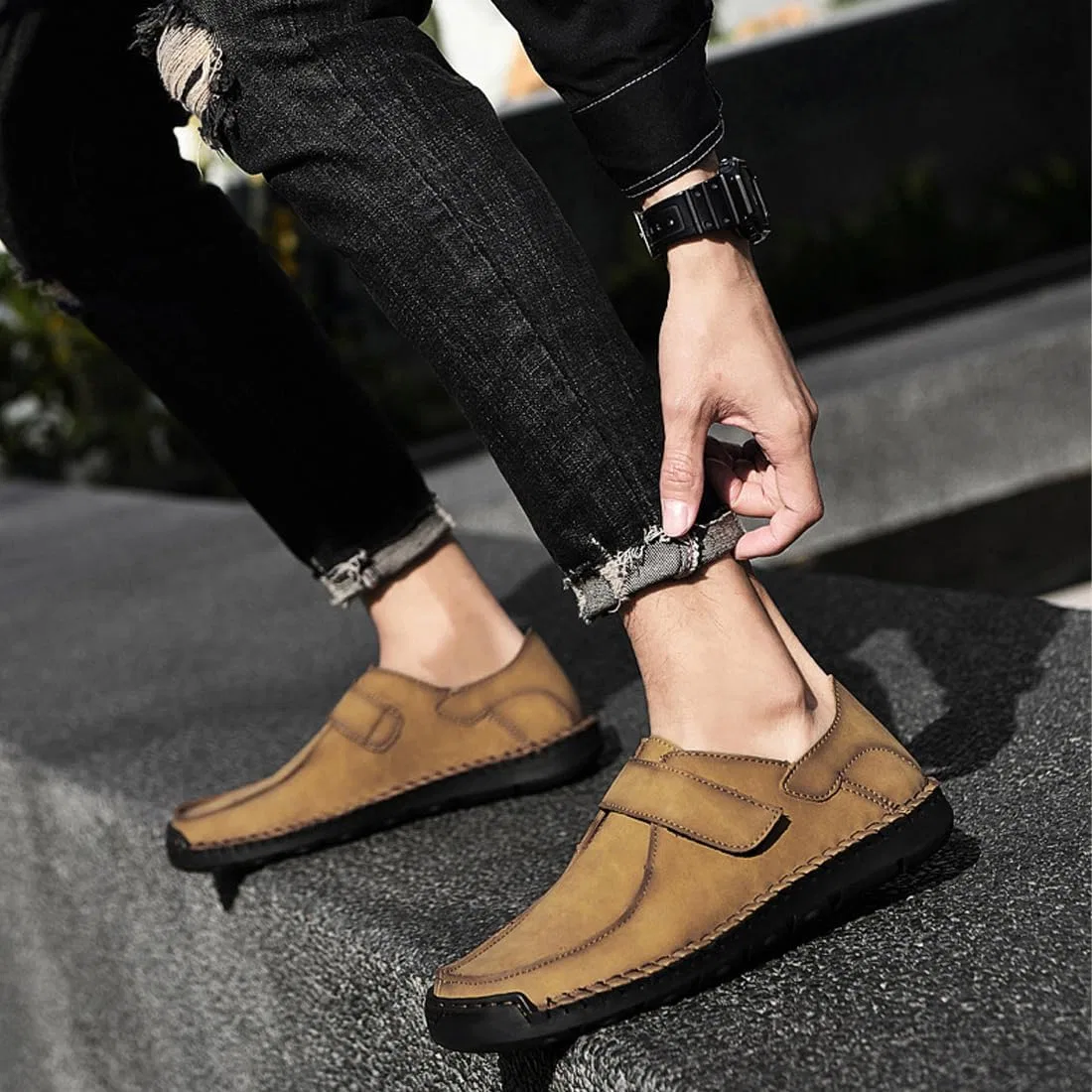 Лоферы мужские повседневные, неопознанный бренд, модель Men’s Loafers, желтый — фото 2
