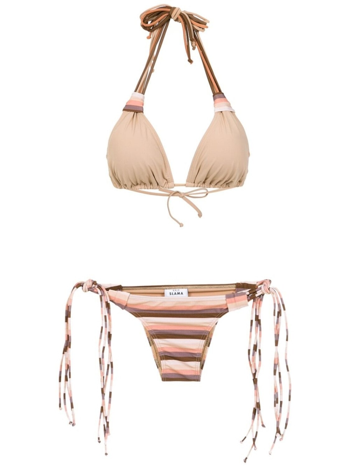 

Amir Slama striped bikini set, нейтральный цвет