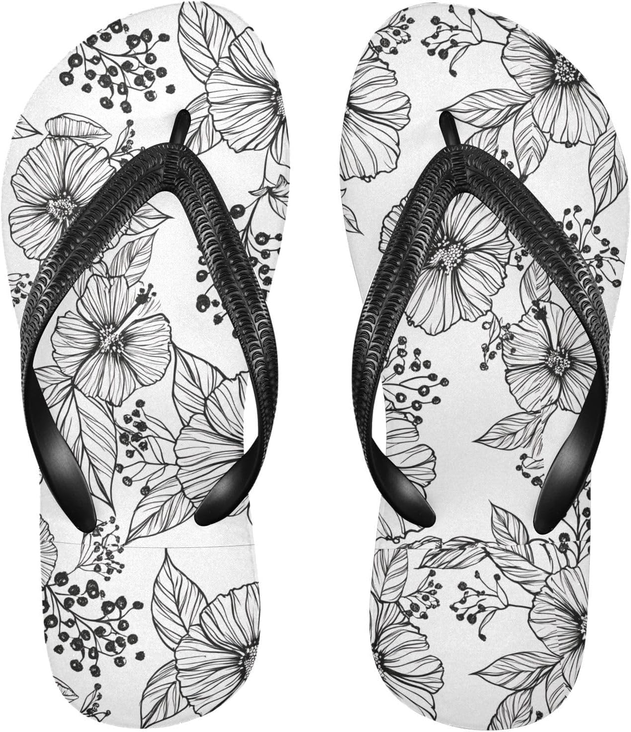 

Вьетнамки с белым принтом листья ягод, пляжные шлепанцы с резиновой подошвой, нескользящие летние тапочки для мужчин и женщин Sinestour