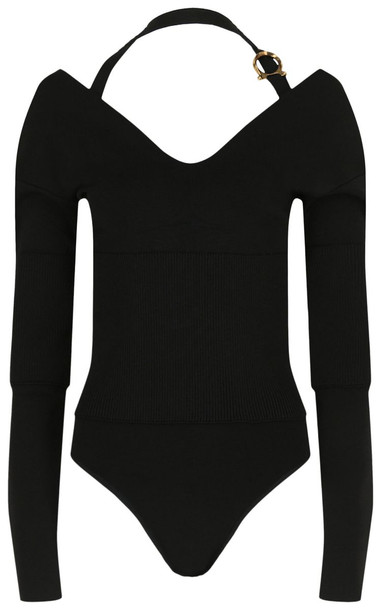 

Боди Ferragamo с V-образным вырезом и длинными рукавами, черный