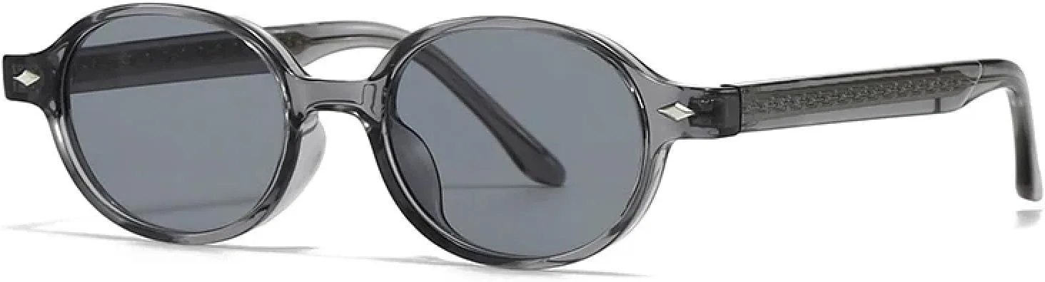 

Ретро маленькие овальные солнцезащитные очки для женщин, защита от УФ-излучения UV400, модные солнцезащитные очки для мужчин с заклепками TKKTLLT, Grey Grey