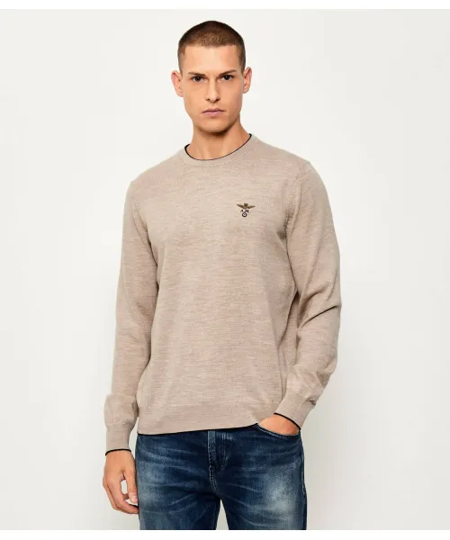 

Шерстяной свитер Regular fit Aeronautica Militare, бежевый