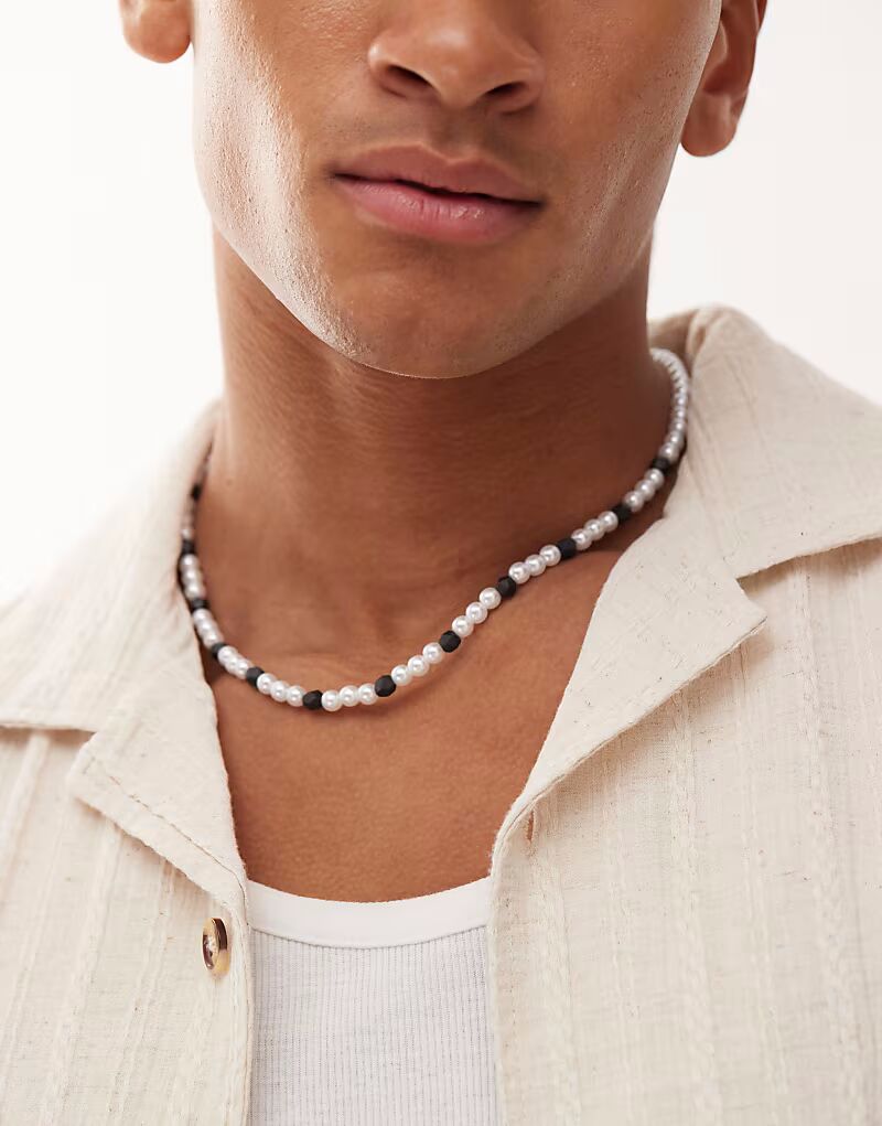 

Ожерелье из бисера из жемчуга и матово-черного цвета Faded Future